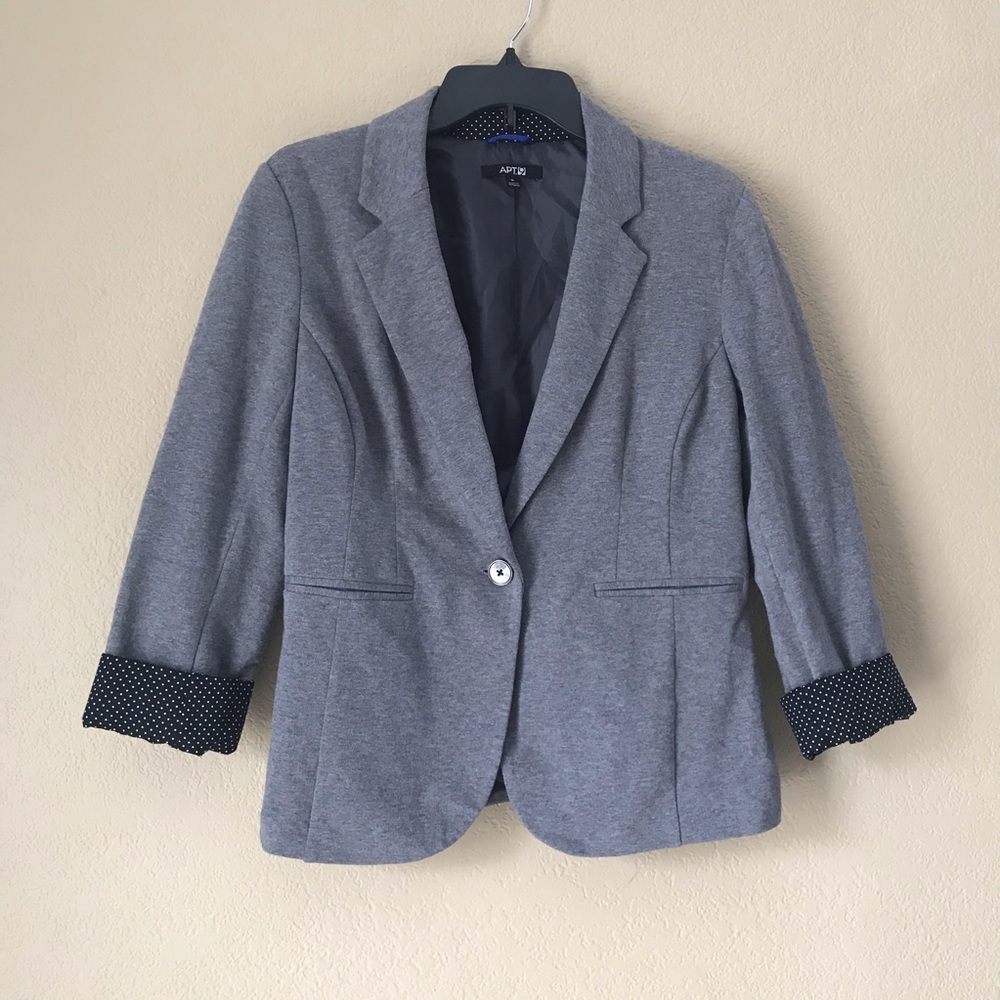 Apt 9 Gray Blazer with Polka Dot Lining